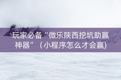 玩家必备“微乐陕西挖坑助赢神器”（小程序怎么才会赢)