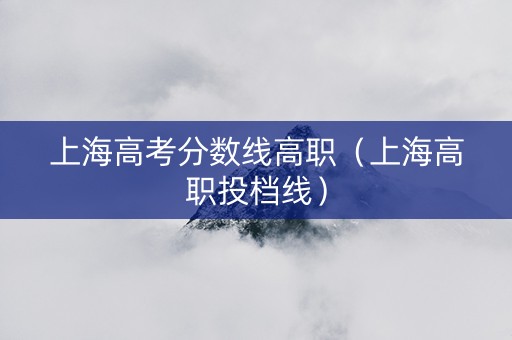 上海高考分数线高职（上海高职投档线）