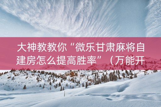 大神教教你“微乐甘肃麻将自建房怎么提高胜率”（万能开挂器)