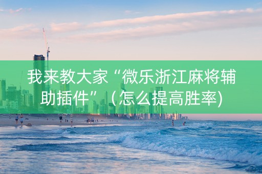 我来教大家“微乐浙江麻将辅助插件”（怎么提高胜率)