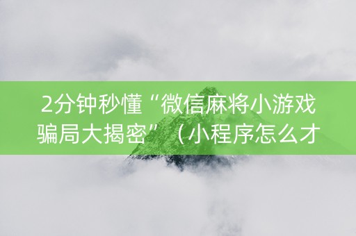 2分钟秒懂“微信麻将小游戏骗局大揭密”（小程序怎么才会赢)