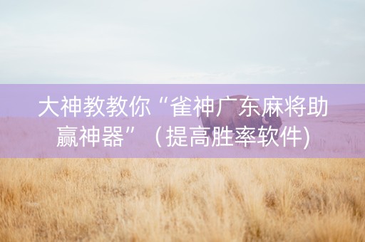 大神教教你“雀神广东麻将助赢神器”（提高胜率软件)