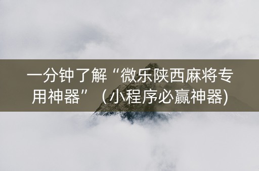一分钟了解“微乐陕西麻将专用神器”（小程序必赢神器)