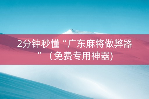 2分钟秒懂“广东麻将做弊器”（免费专用神器)