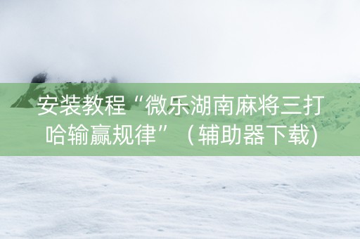 安装教程“微乐湖南麻将三打哈输赢规律”（辅助器下载)