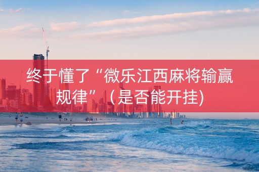 终于懂了“微乐江西麻将输赢规律”（是否能开挂)