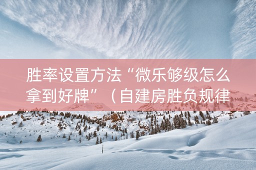 胜率设置方法“微乐够级怎么拿到好牌”（自建房胜负规律)