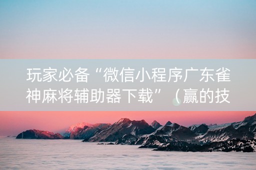 玩家必备“微信小程序广东雀神麻将辅助器下载”（赢的技巧规律)