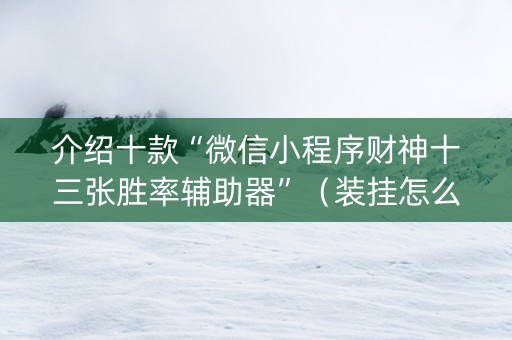介绍十款“微信小程序财神十三张胜率辅助器”（装挂怎么安装)