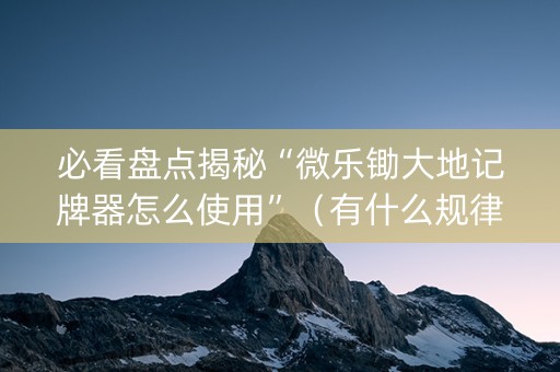必看盘点揭秘“微乐锄大地记牌器怎么使用”（有什么规律)