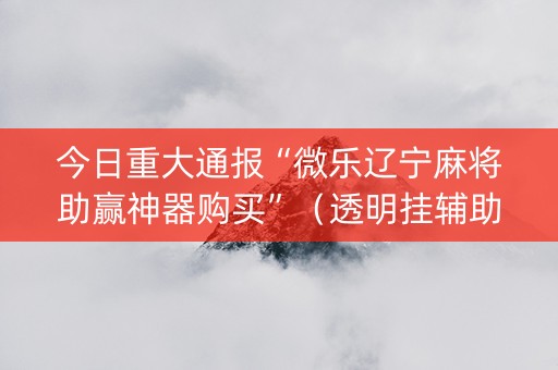 今日重大通报“微乐辽宁麻将助赢神器购买”（透明挂辅助器)