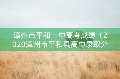 漳州市平和一中高考成绩（2020漳州市平和县高中录取分数线）