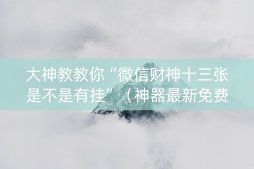 大神教教你“微信财神十三张是不是有挂”（神器最新免费)