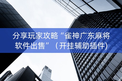 分享玩家攻略“雀神广东麻将软件出售”（开挂辅助插件)