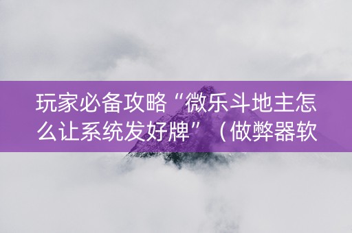 玩家必备攻略“微乐斗地主怎么让系统发好牌”（做弊器软件下载)