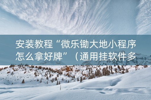 安装教程“微乐锄大地小程序怎么拿好牌”（通用挂软件多少钱)