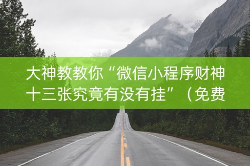 大神教教你“微信小程序财神十三张究竟有没有挂”（免费专用神器)