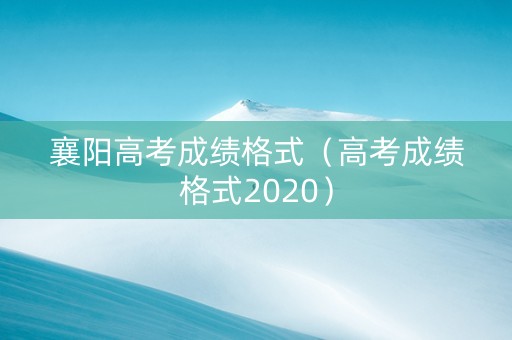 襄阳高考成绩格式（高考成绩格式2020）