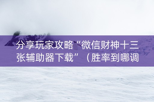 分享玩家攻略“微信财神十三张辅助器下载”（胜率到哪调)