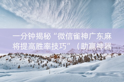 一分钟揭秘“微信雀神广东麻将提高胜率技巧”（助赢神器购买)