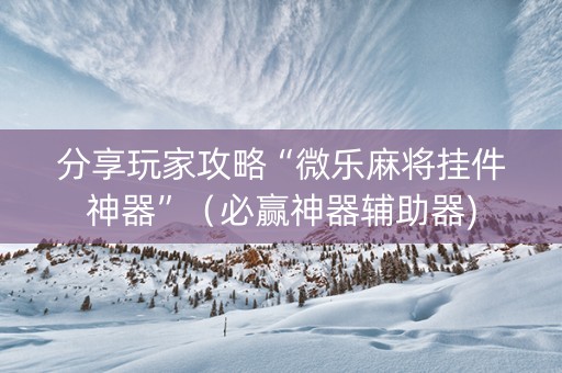 分享玩家攻略“微乐麻将挂件神器”（必赢神器辅助器)