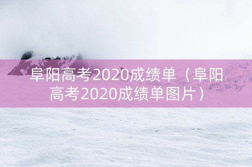 阜阳高考2020成绩单（阜阳高考2020成绩单图片）