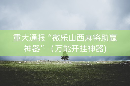 重大通报“微乐山西麻将助赢神器”（万能开挂神器)