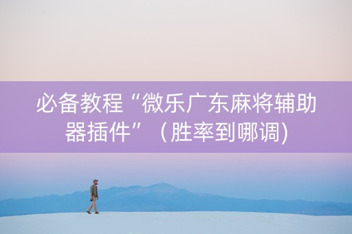 必备教程“微乐广东麻将辅助器插件”（胜率到哪调)