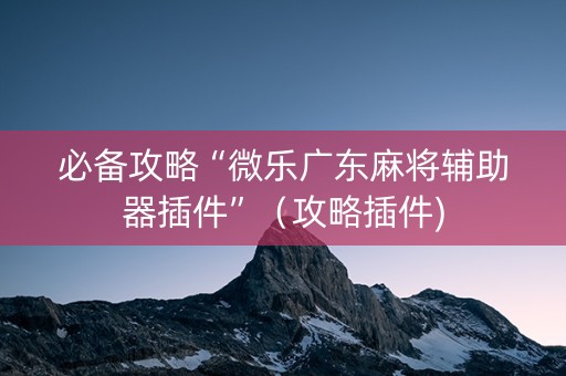 必备攻略“微乐广东麻将辅助器插件”（攻略插件)