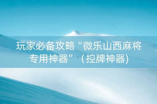 玩家必备攻略“微乐山西麻将专用神器”（控牌神器)