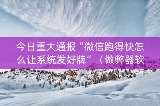 今日重大通报“微信跑得快怎么让系统发好牌”（做弊器软件下载)