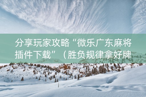 分享玩家攻略“微乐广东麻将插件下载”（胜负规律拿好牌)