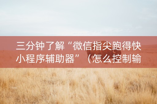 三分钟了解“微信指尖跑得快小程序辅助器”（怎么控制输赢)