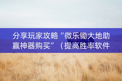 分享玩家攻略“微乐锄大地助赢神器购买”（提高胜率软件)