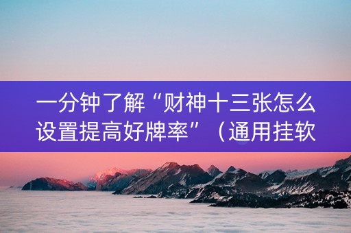 一分钟了解“财神十三张怎么设置提高好牌率”（通用挂软件多少钱)