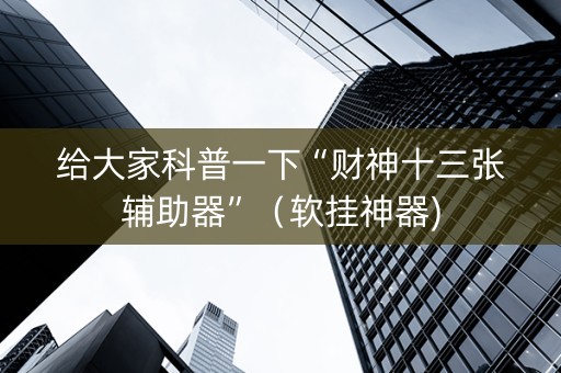 给大家科普一下“财神十三张辅助器”（软挂神器)