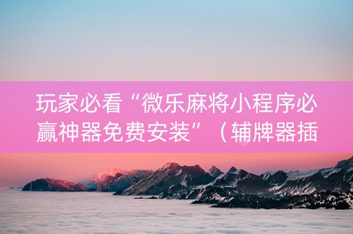 玩家必看“微乐麻将小程序必赢神器免费安装”（辅牌器插件购买)