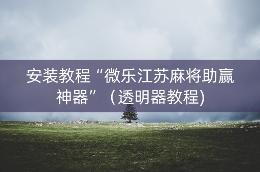 安装教程“微乐江苏麻将助赢神器”（透明器教程)