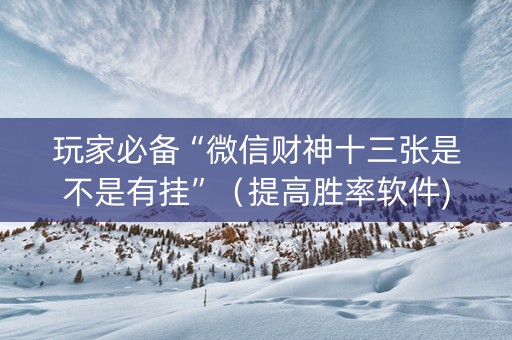 玩家必备“微信财神十三张是不是有挂”（提高胜率软件)