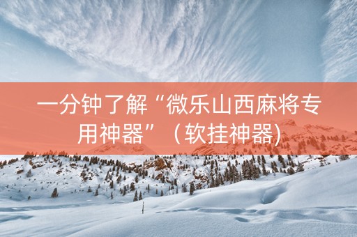 一分钟了解“微乐山西麻将专用神器”（软挂神器)