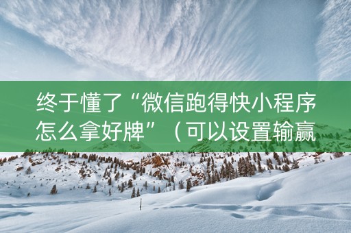 终于懂了“微信跑得快小程序怎么拿好牌”（可以设置输赢吗)