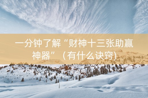 一分钟了解“财神十三张助赢神器”（有什么诀窍)
