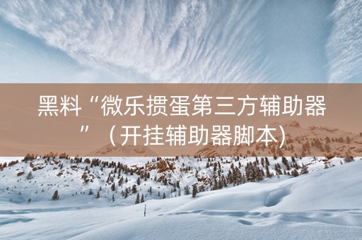 黑料“微乐掼蛋第三方辅助器”（开挂辅助器脚本)