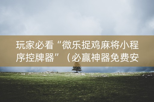 玩家必看“微乐捉鸡麻将小程序控牌器”（必赢神器免费安装)