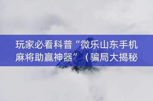 玩家必看科普“微乐山东手机麻将助赢神器”（骗局大揭秘)
