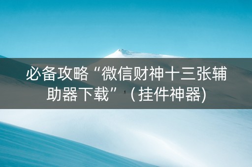 必备攻略“微信财神十三张辅助器下载”（挂件神器)