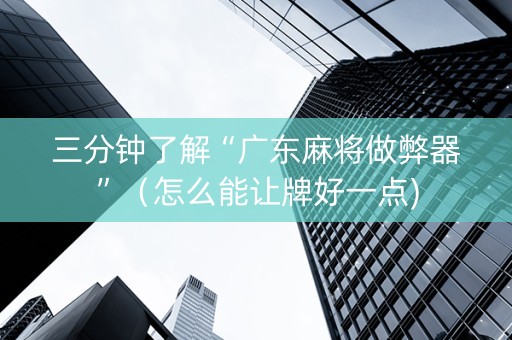 三分钟了解“广东麻将做弊器”（怎么能让牌好一点)