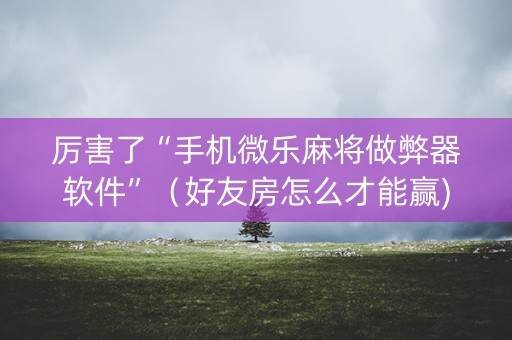 厉害了“手机微乐麻将做弊器软件”（好友房怎么才能赢)