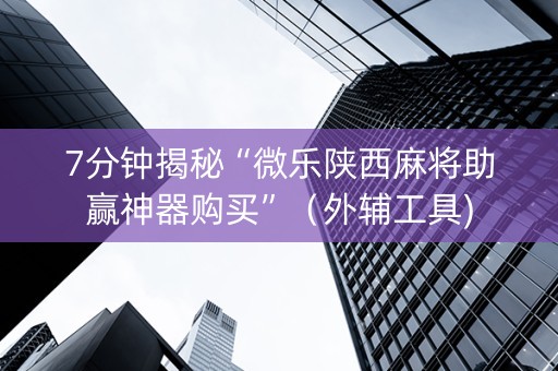 7分钟揭秘“微乐陕西麻将助赢神器购买”（外辅工具)