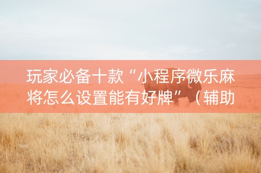 玩家必备十款“小程序微乐麻将怎么设置能有好牌”（辅助器通用版)
